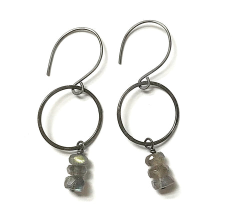 Sterling Circles with Labradorite Earrings