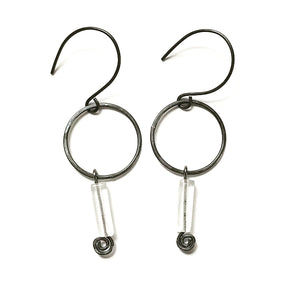 Sterling Circles with Quartz Earrings