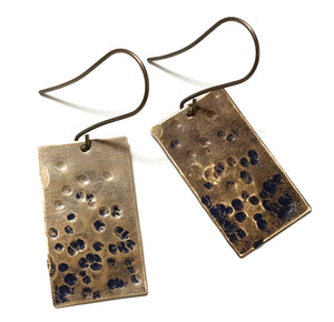 Cobalt Hammered Rectangles Earrings