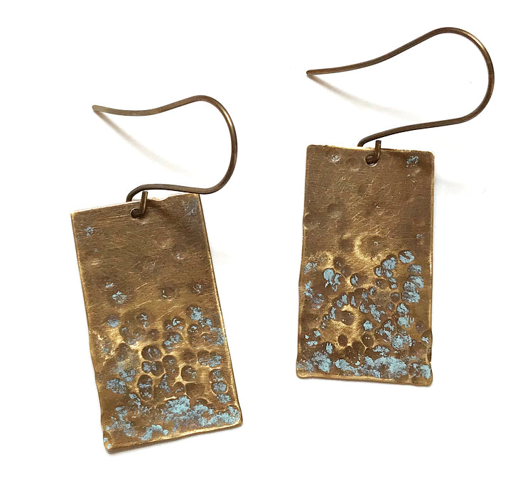 Turquoise Hammered Rectangles Earrings