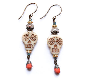 Ivory Sugar Skull Earrings